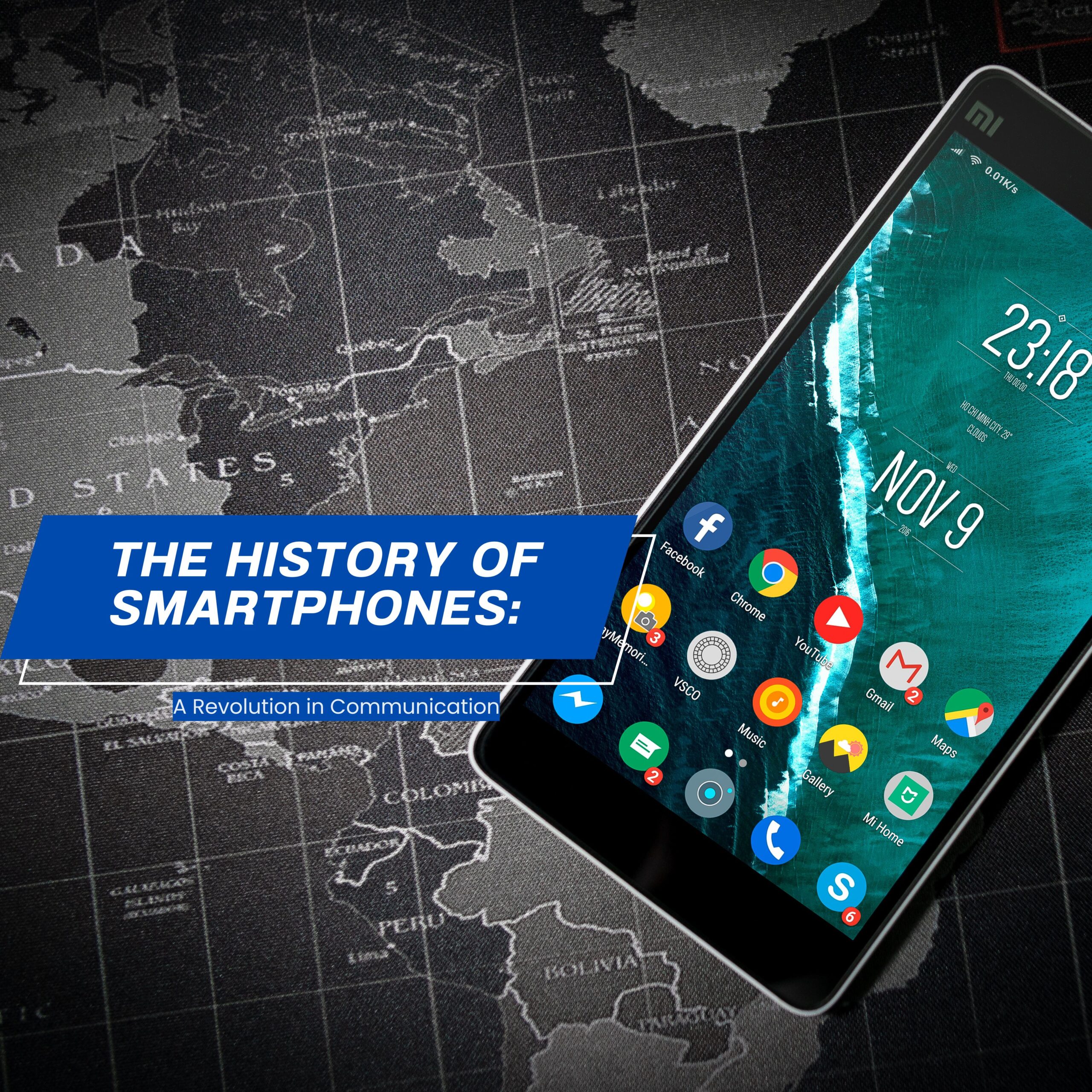The image is showing the title, the history of smartphones.